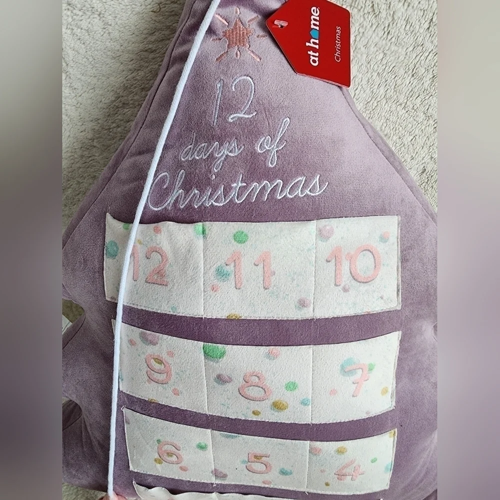 New Mrs. Claus' Bakery 12 Days Of Christmas Advent Calendar Tree Pillow, 18x20